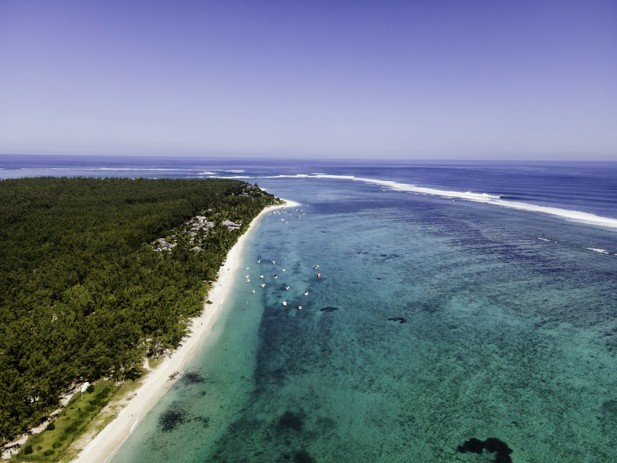 Aerial view of Le Morne beach, Mauritius